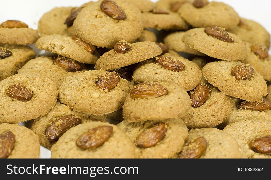 Oatmeal cookies with almond background