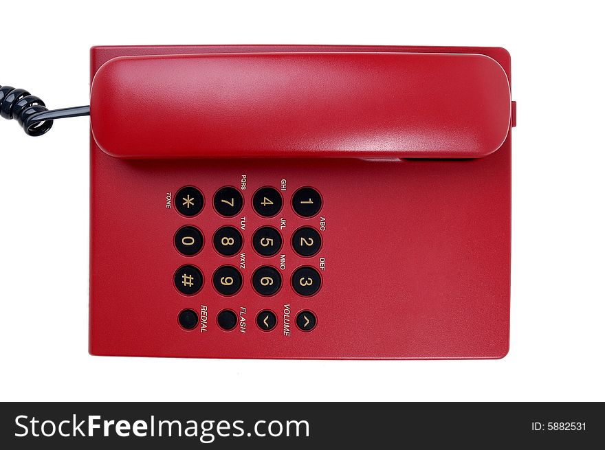 Red phone on a white background