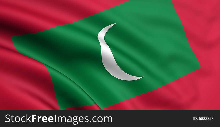 3d rendered and waving flag of maldives