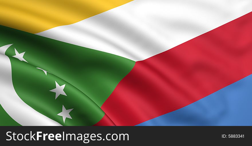 3d rendered and waving flag of the comoros