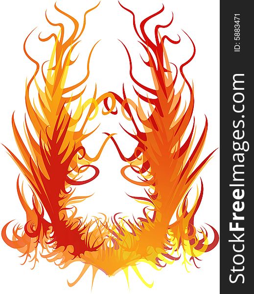 The image of a beautiful flame on a white background. The image of a beautiful flame on a white background.