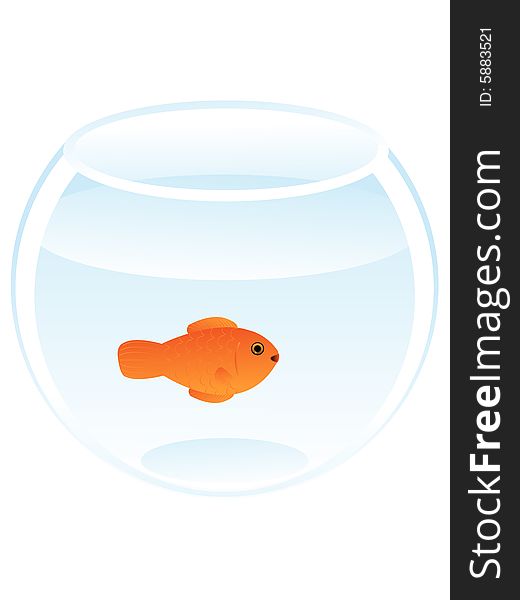 Koi fish in glass bowl vector illustration.