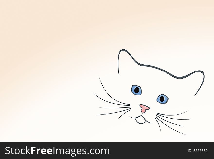 Vector illustration of white kitten