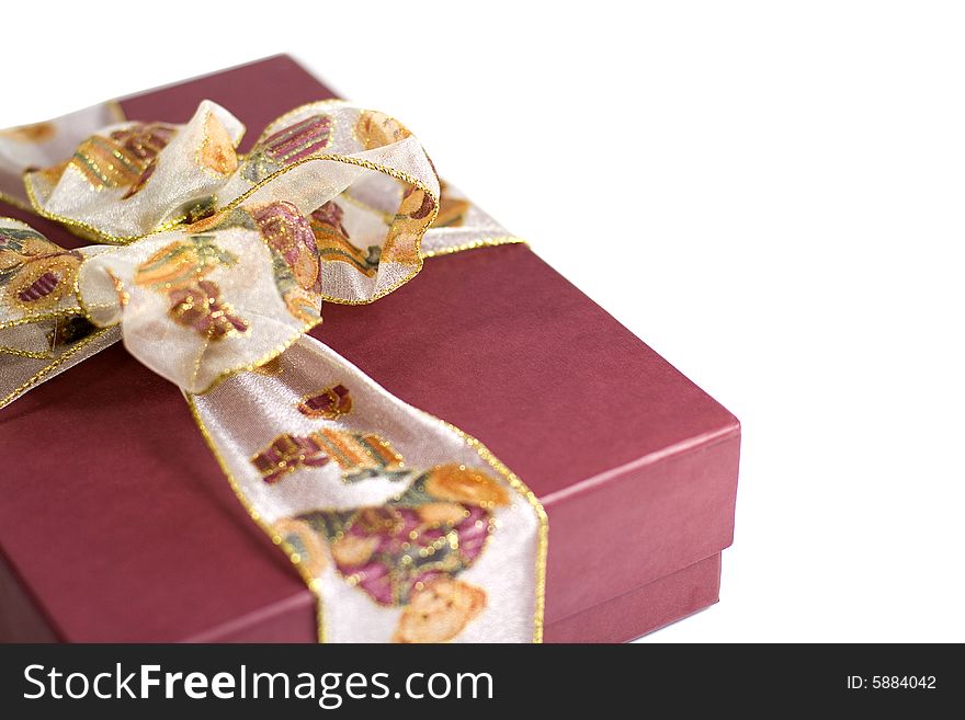 Red gift box with beautiful ribbon