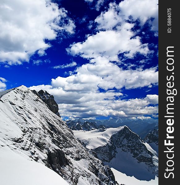 Landscape of a ski resort in Switzerland at summer time