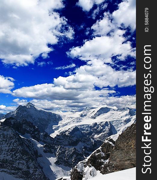 Landscape of a ski resort in Switzerland at summer time