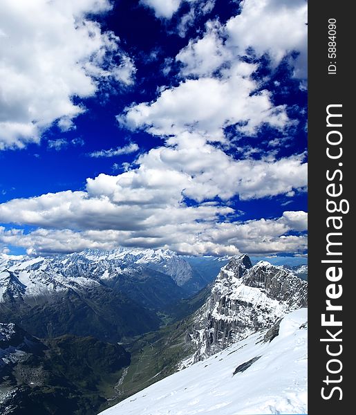 Landscape of a ski resort in Switzerland at summer time