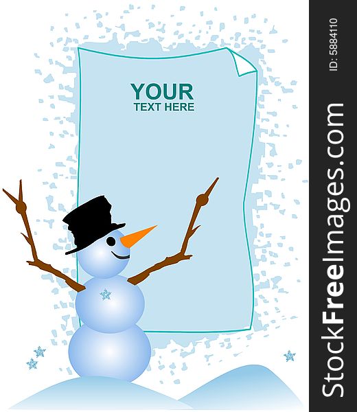 Cute snowman with blank for your text