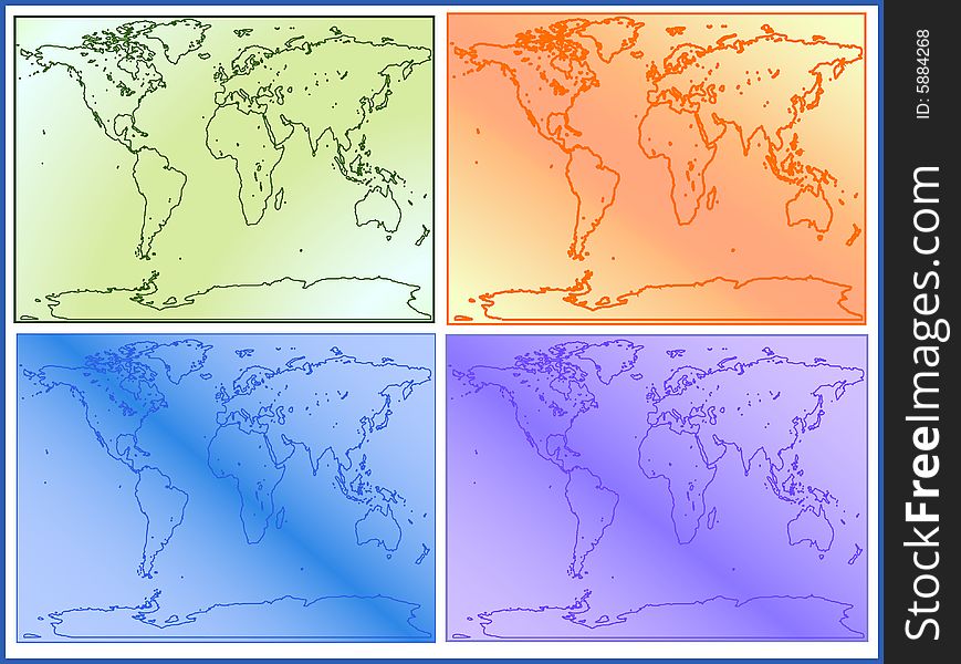 World map in four colors