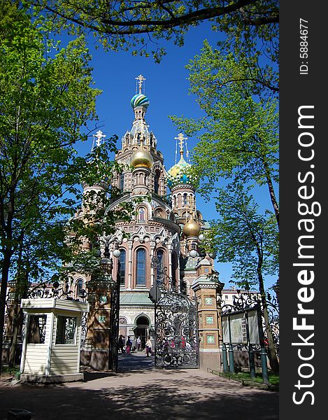 Russian orthodox church with trees. Russian orthodox church with trees.