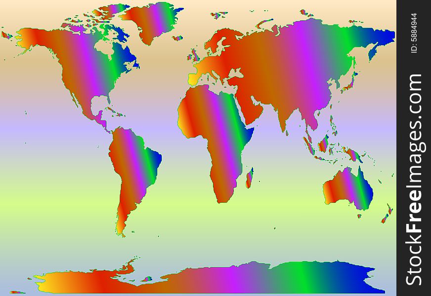 Joyful and amusing  rainbow world map