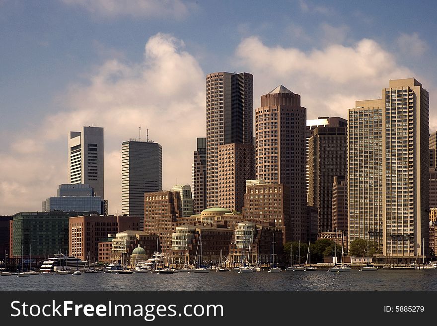 A view of downtown Boston near Rowes Wharf. A view of downtown Boston near Rowes Wharf