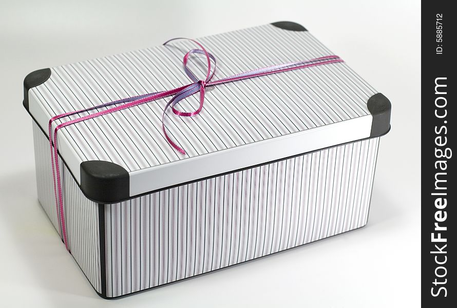 Metal gift box with ribbon