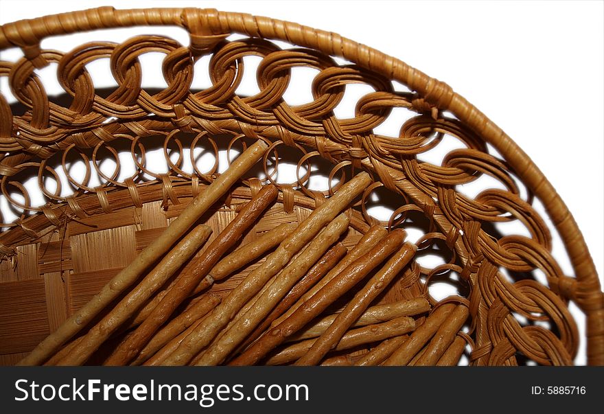 Sweet straw in a small basket