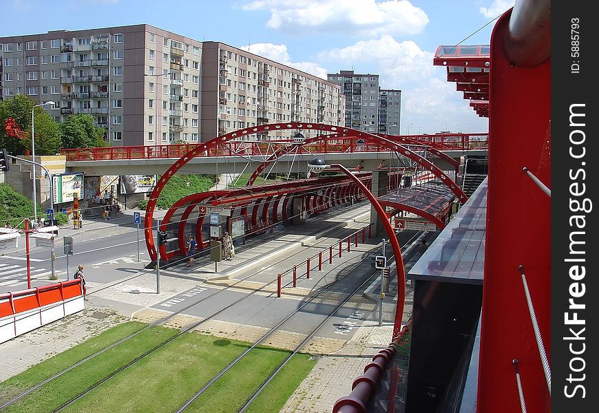 Tramway station in Prague on a new line to Barrandov. Tramway station in Prague on a new line to Barrandov