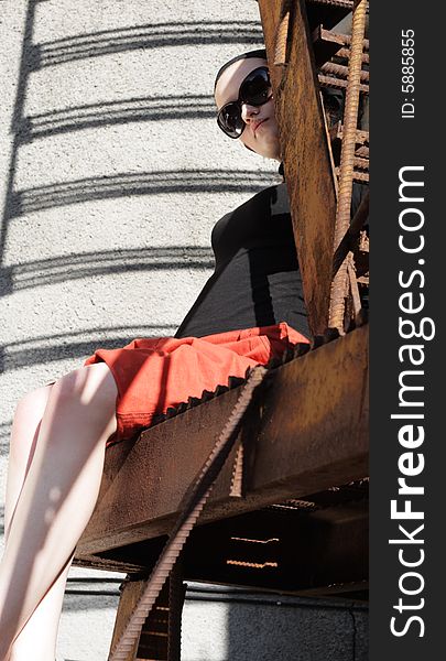 Beautiful Woman In Sunglasses And Kerchief