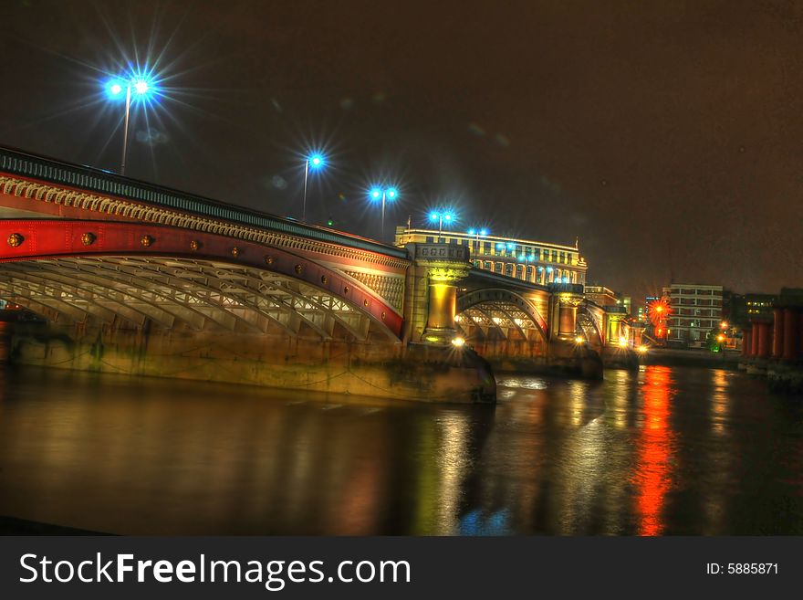 HDR picture of Westminster Bridge lit up at night