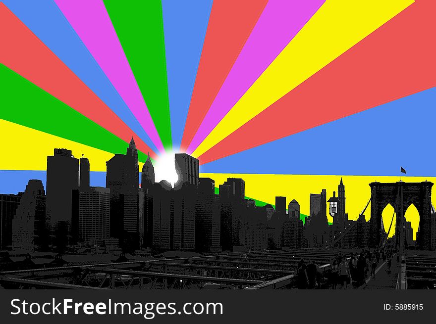 Silhouette of the New York city in concept style. Silhouette of the New York city in concept style