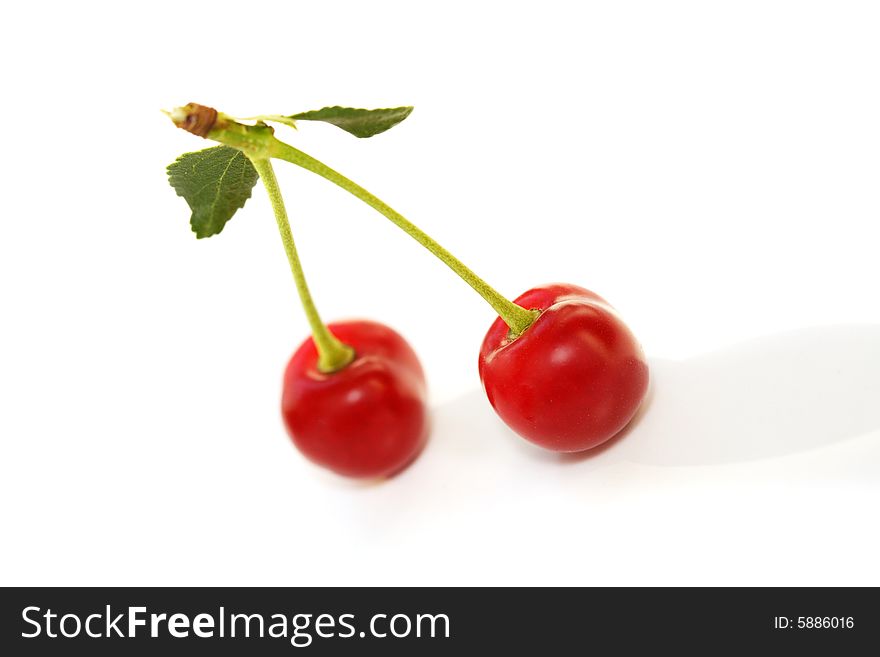 Red cherry on a white background. Red cherry on a white background