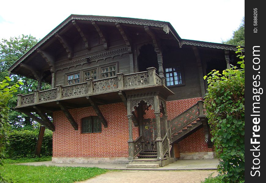 Pavilion the Swiss small house in ancient manor