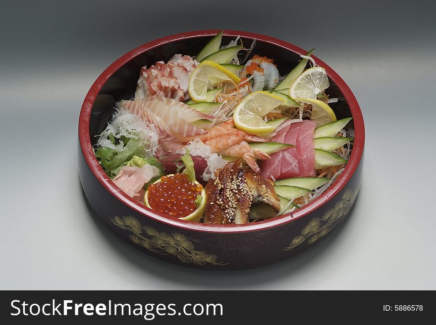 Sushi - japanese dish on round plate