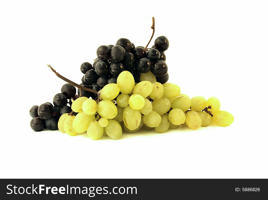 Bunch of fresh grapes isolated on white