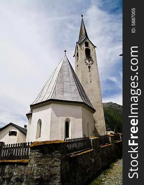 Historic Church in Guarda; Engadin Switzerland. Historic Church in Guarda; Engadin Switzerland