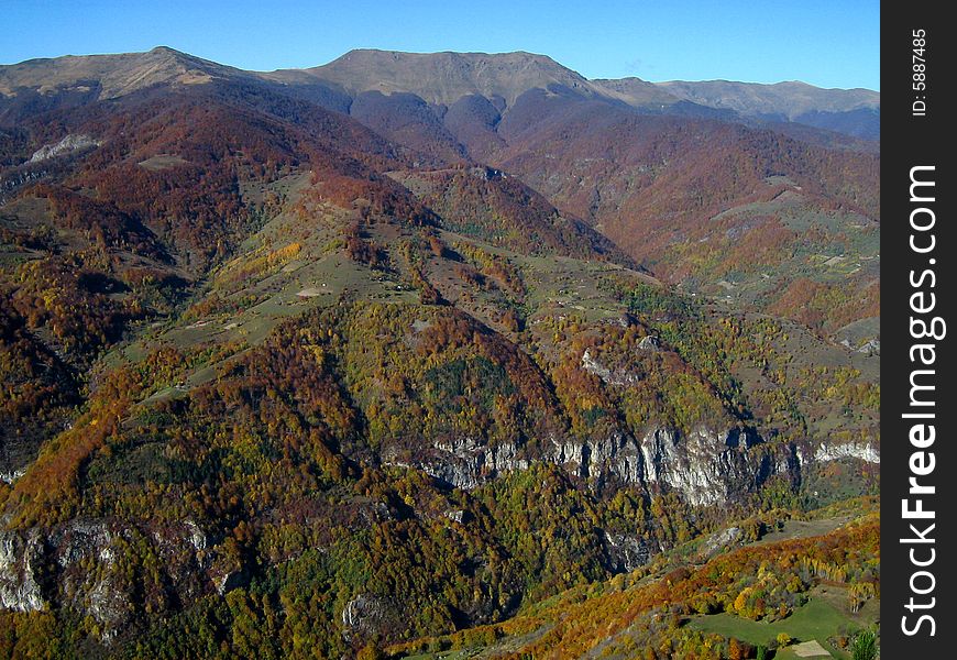 Aerial view of a deep valley in western Carpathians