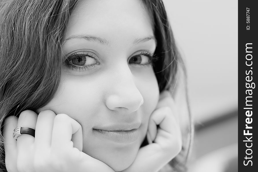 Face Of Smiling Pretty Brunette