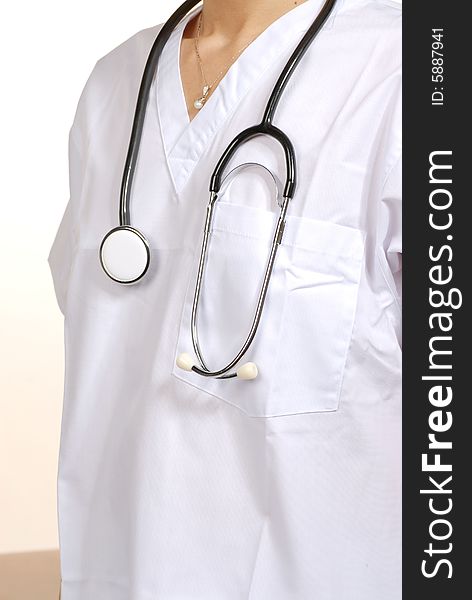 Doctor or nurse wearing stethoscope