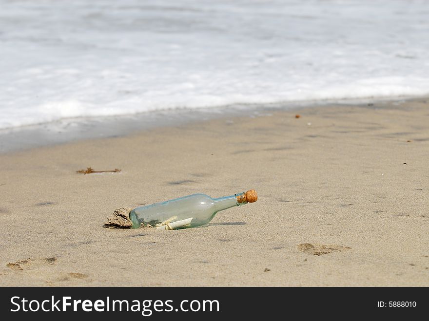 Message bottle on the beach