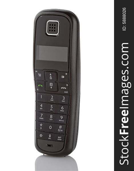Black isolated dect modern phone handset with white background. Black isolated dect modern phone handset with white background