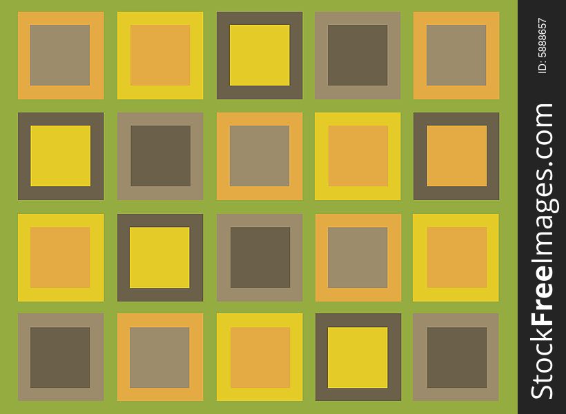 Retro brown, green, orange and yellow squares background. Retro brown, green, orange and yellow squares background