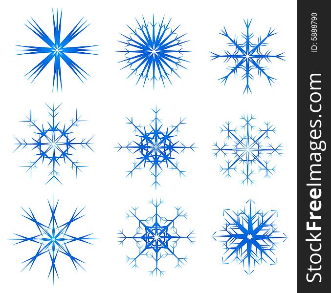 Set of 9 snowflake christmas design elements. Set of 9 snowflake christmas design elements