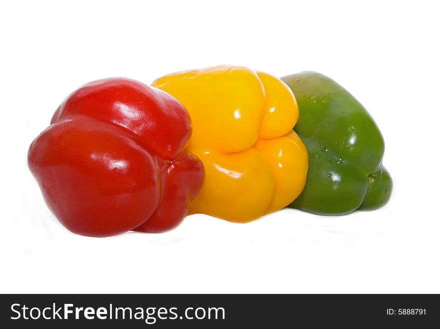 Red, green and yellow pepper. Red, green and yellow pepper