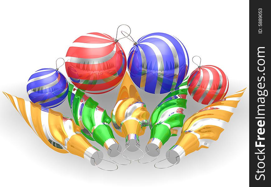 Group of New Year's toys, 3D rendering