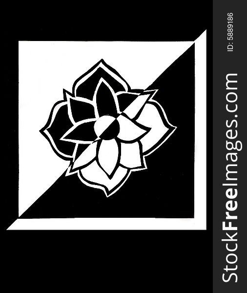 Negative black white flower illustration. Negative black white flower illustration