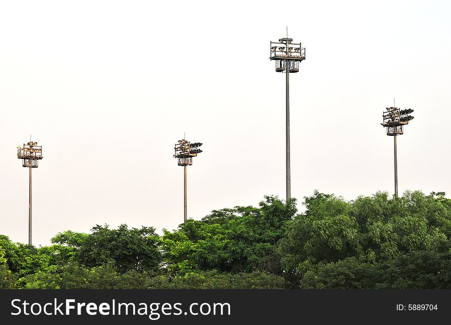 Light tower grow over the wood. Light tower grow over the wood