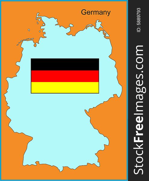 Vector map and flag of Europe country Germany