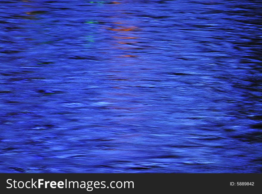 Deep blue, blue surface of the river