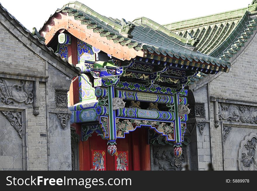 Traditional chinese porch with decoration, entrance hall