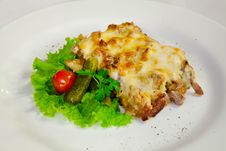 Meat Casserole With Tomatoes And Cucumbers Royalty Free Stock Photography Meat Casserole With Tomatoes And Cucumbers Royalty Free Stock Photography