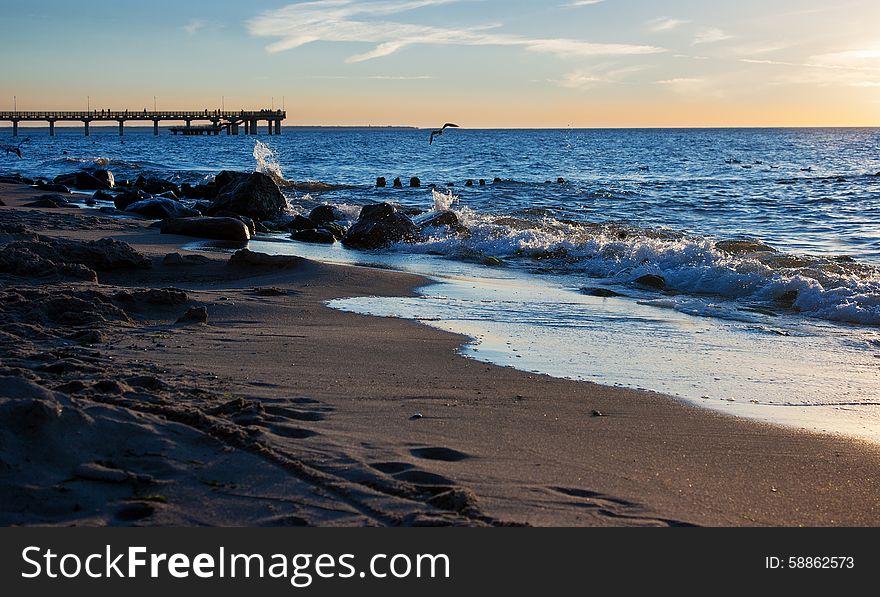 Evening at the sea on summer