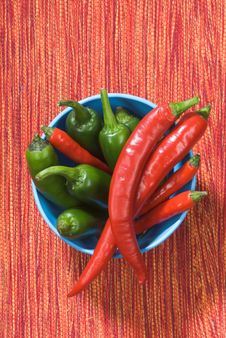 Red And Green Chili Peppers In A Bowl Stock Photo Red And Green Chili Peppers In A Bowl Stock Photo