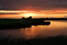 Beautiful Sunset At A Lake Royalty Free Stock Photography Beautiful Sunset At A Lake Royalty Free Stock Photography