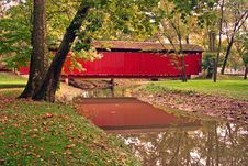 Covered Bridge Early Autumn Stock Image Covered Bridge Early Autumn Stock Image
