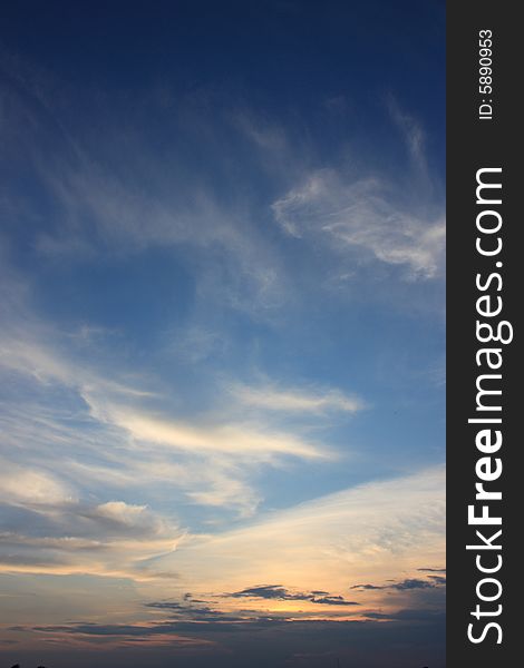 Evening summer clouds on blue skies. Evening summer clouds on blue skies.