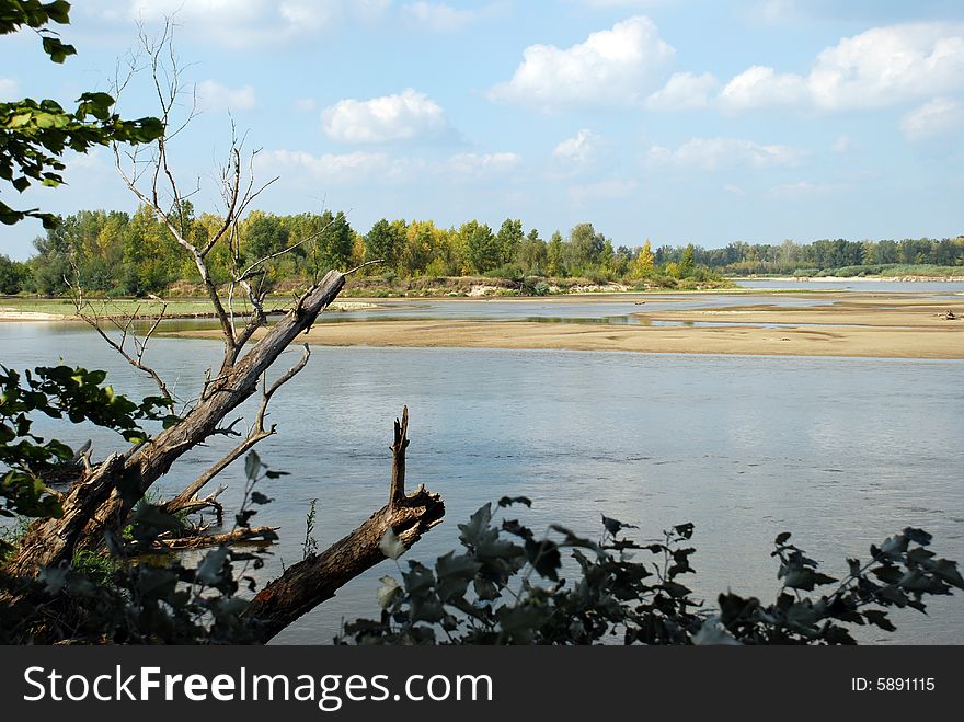 Landscape of Vistula river bank