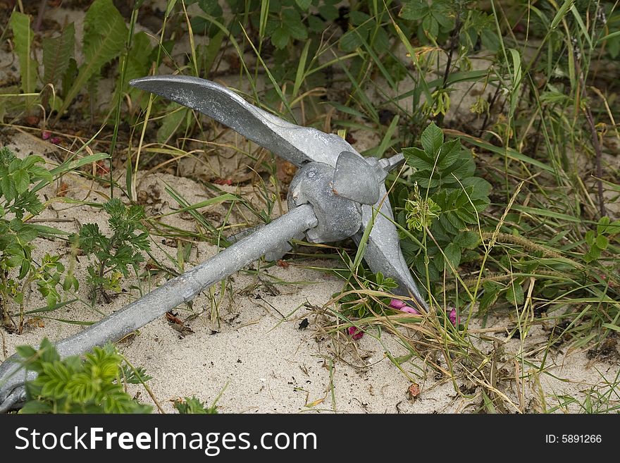 Anchor from a small boat found on the beach. Anchor from a small boat found on the beach