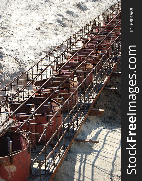 Metal beach building construction, tanks and armature